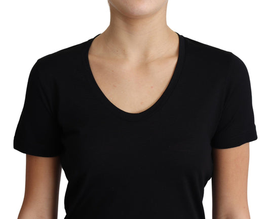 Black short sleeve t-shirt on a mannequin torso