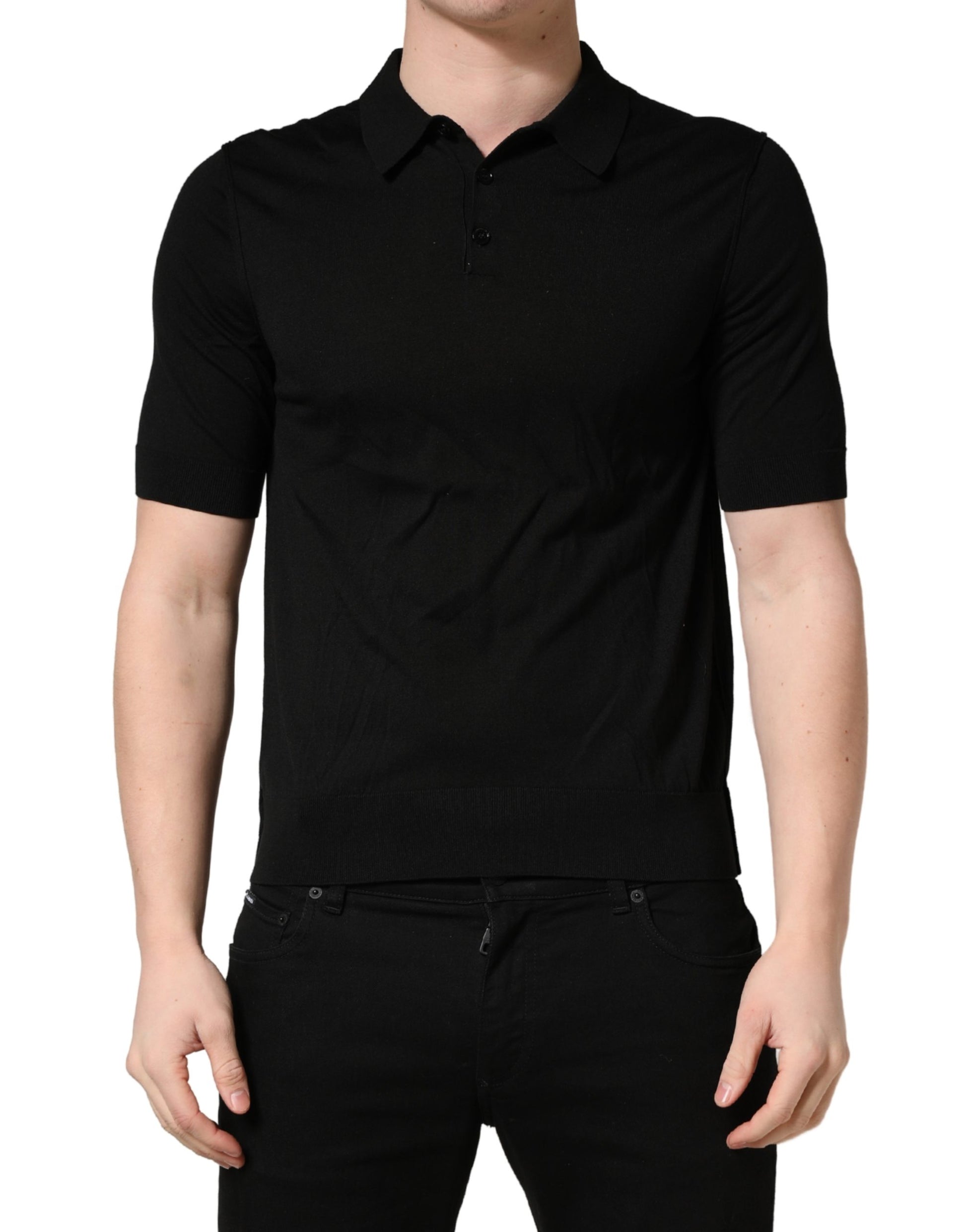 Black polo shirt on mannequin