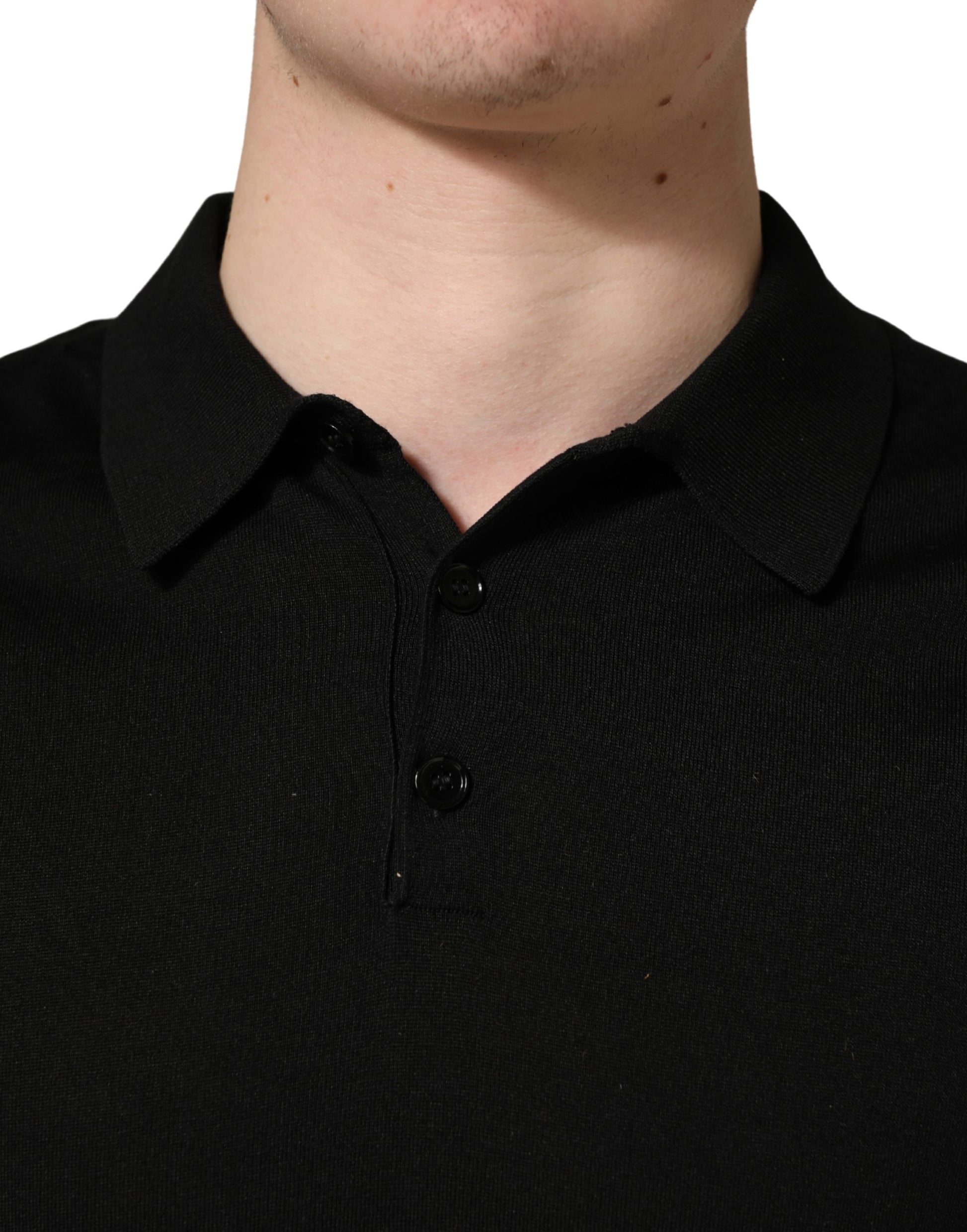 Black polo shirt with collar