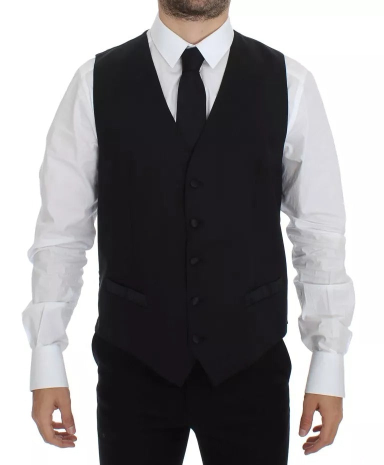 A black wool silk vest from Dolce & Gabbana
