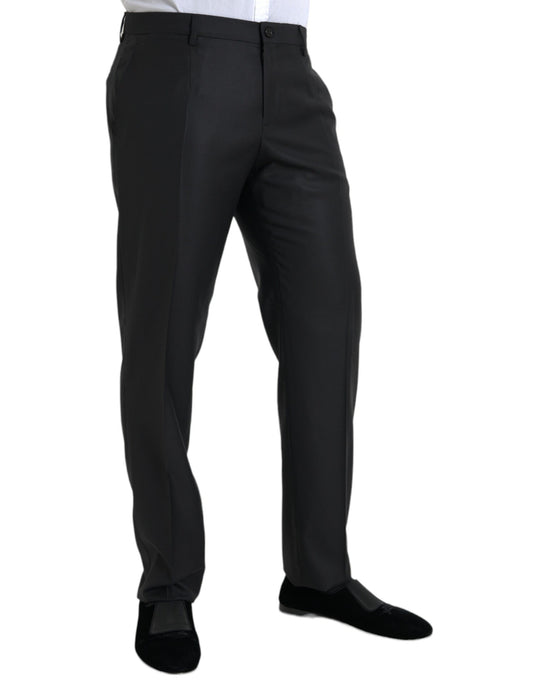 A pair of black wool silk skinny dress pants from the brand Dolce & Gabbana