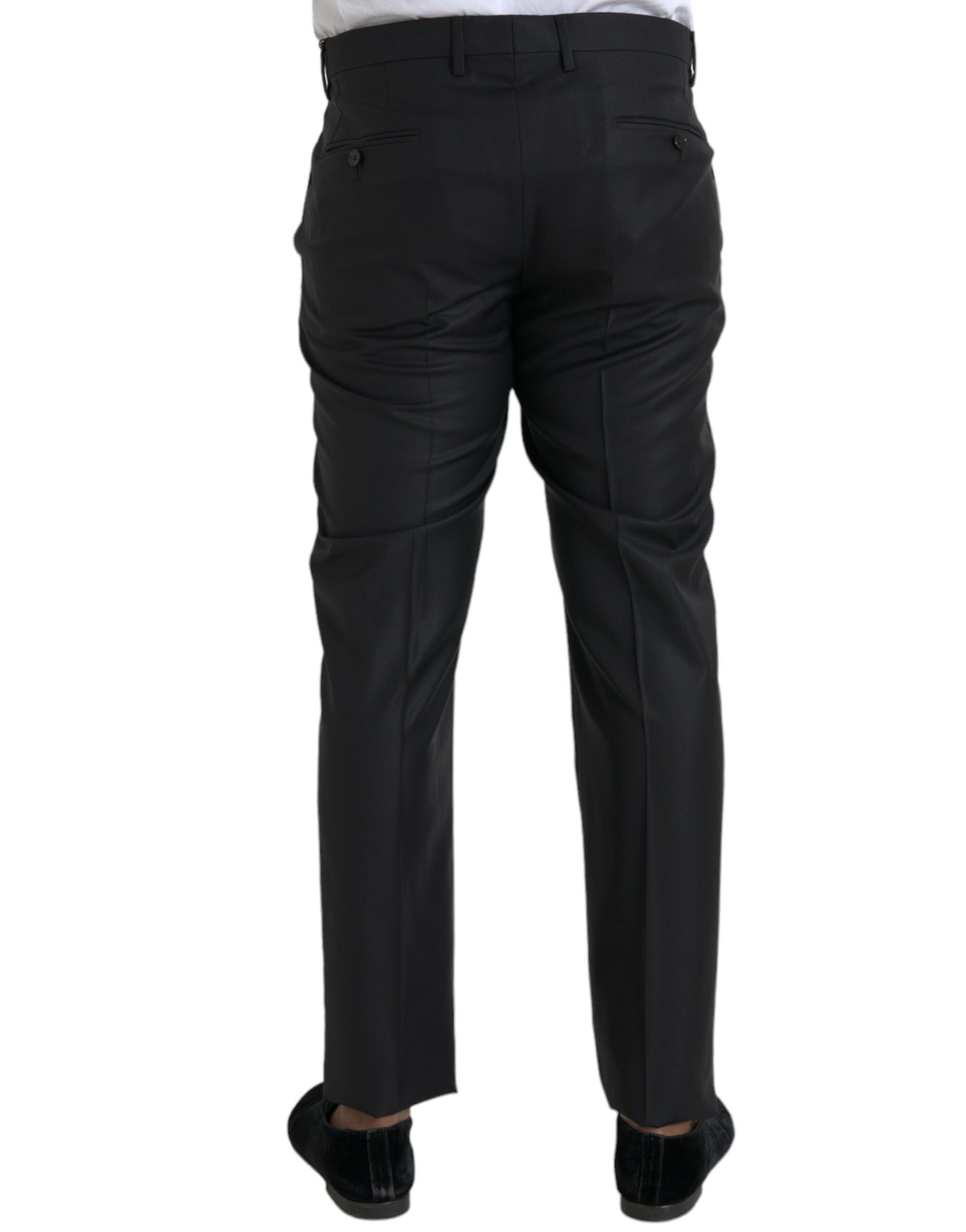 A pair of black wool silk skinny dress pants by Dolce & Gabbana