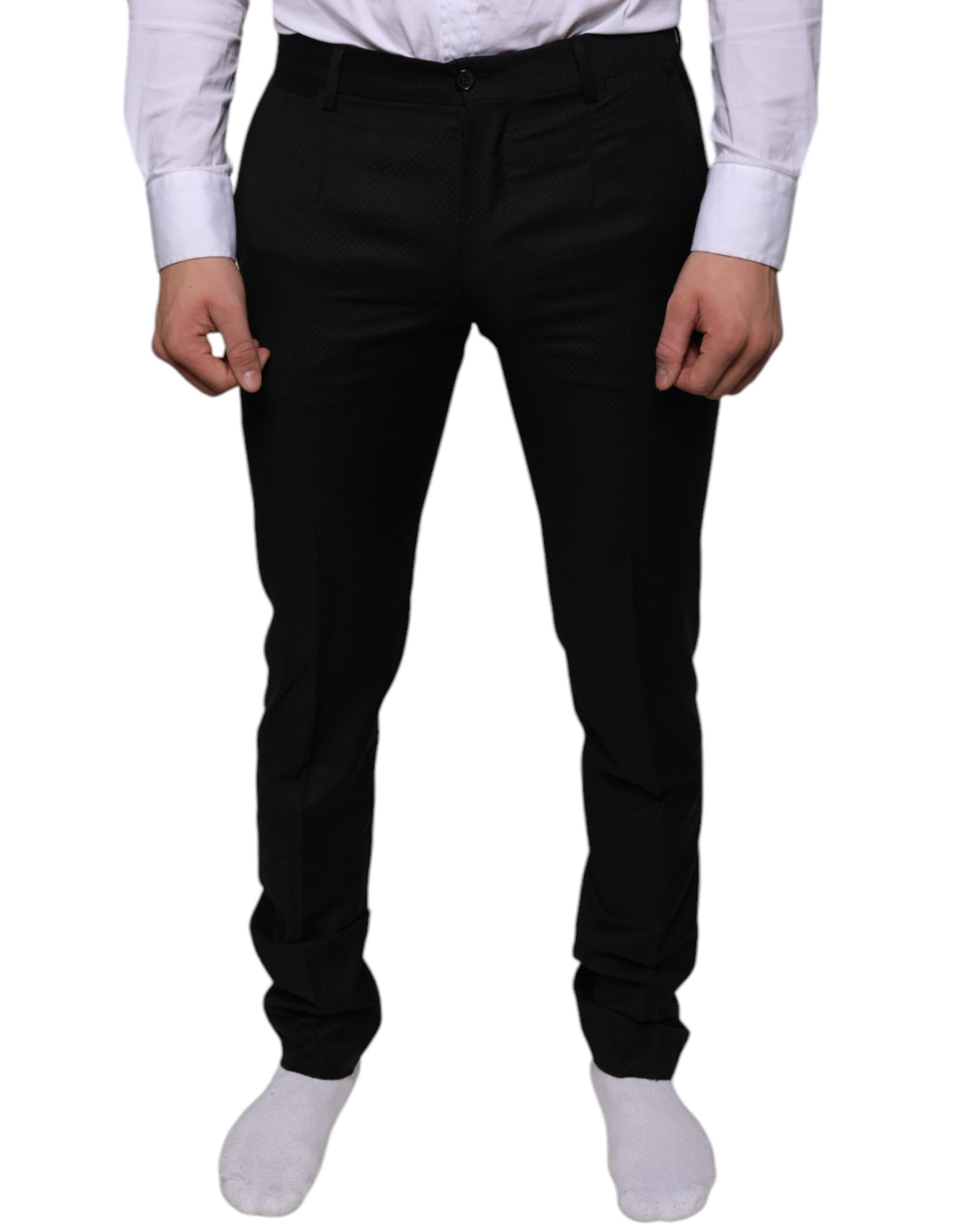 A pair of black wool skinny dress formal pants from the brand Dolce & Gabbana