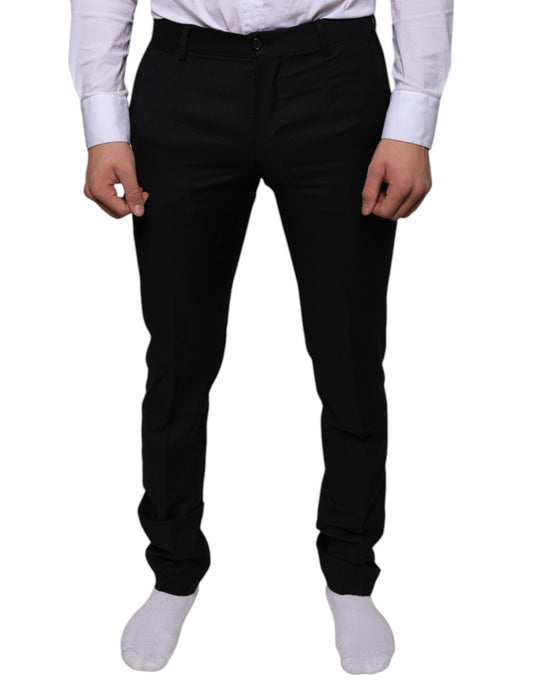 A pair of black wool skinny dress formal pants from the brand Dolce & Gabbana