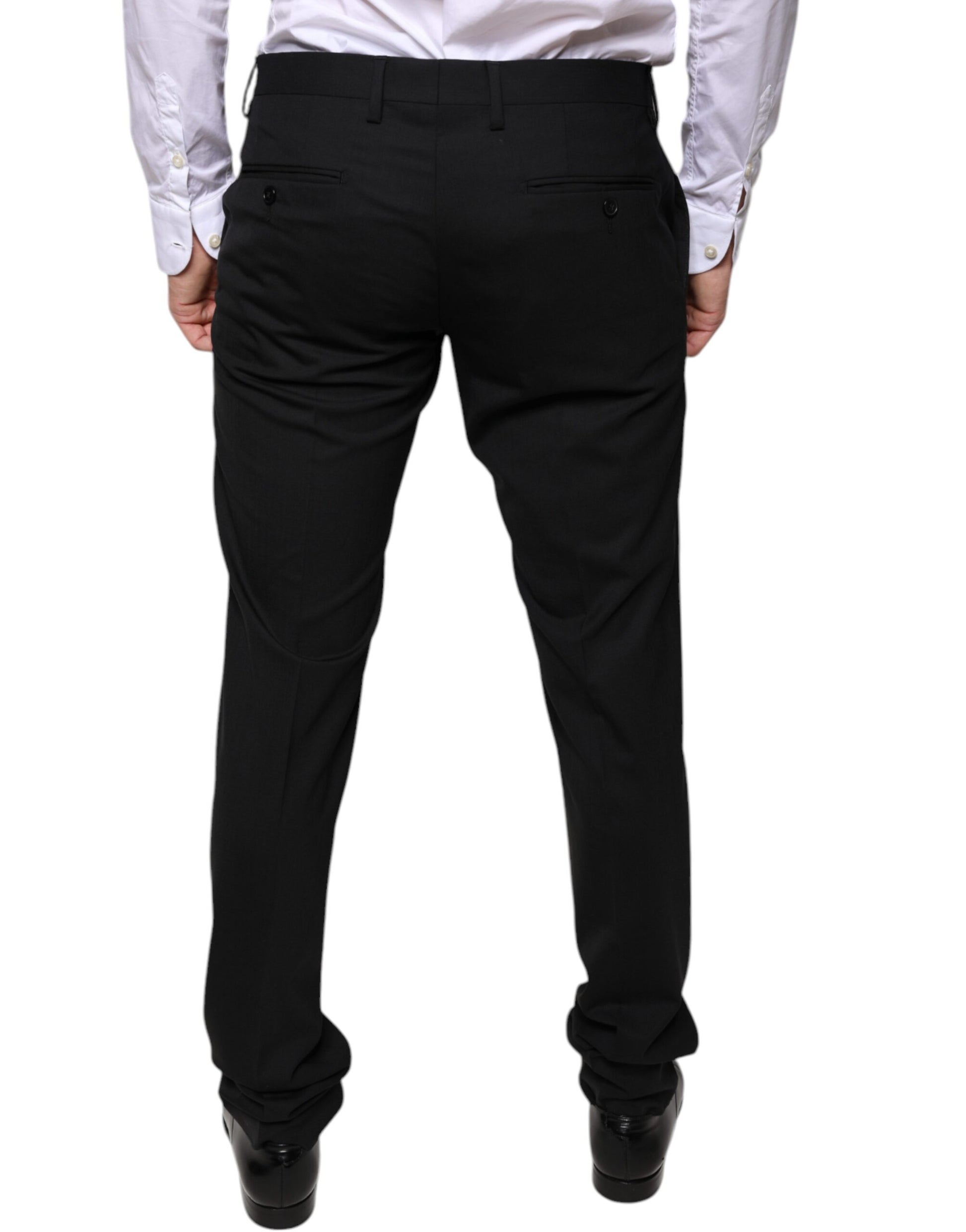 A pair of black wool skinny dress pants from Dolce & Gabbana