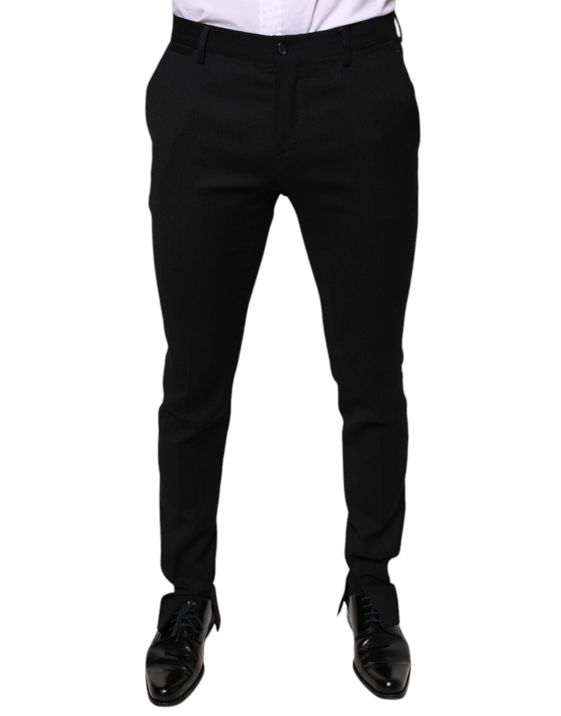 A pair of black wool skinny formal dress pants by Dolce & Gabbana