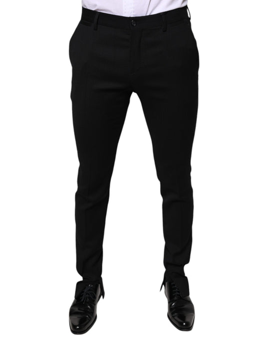 A pair of black wool skinny formal dress pants by Dolce & Gabbana