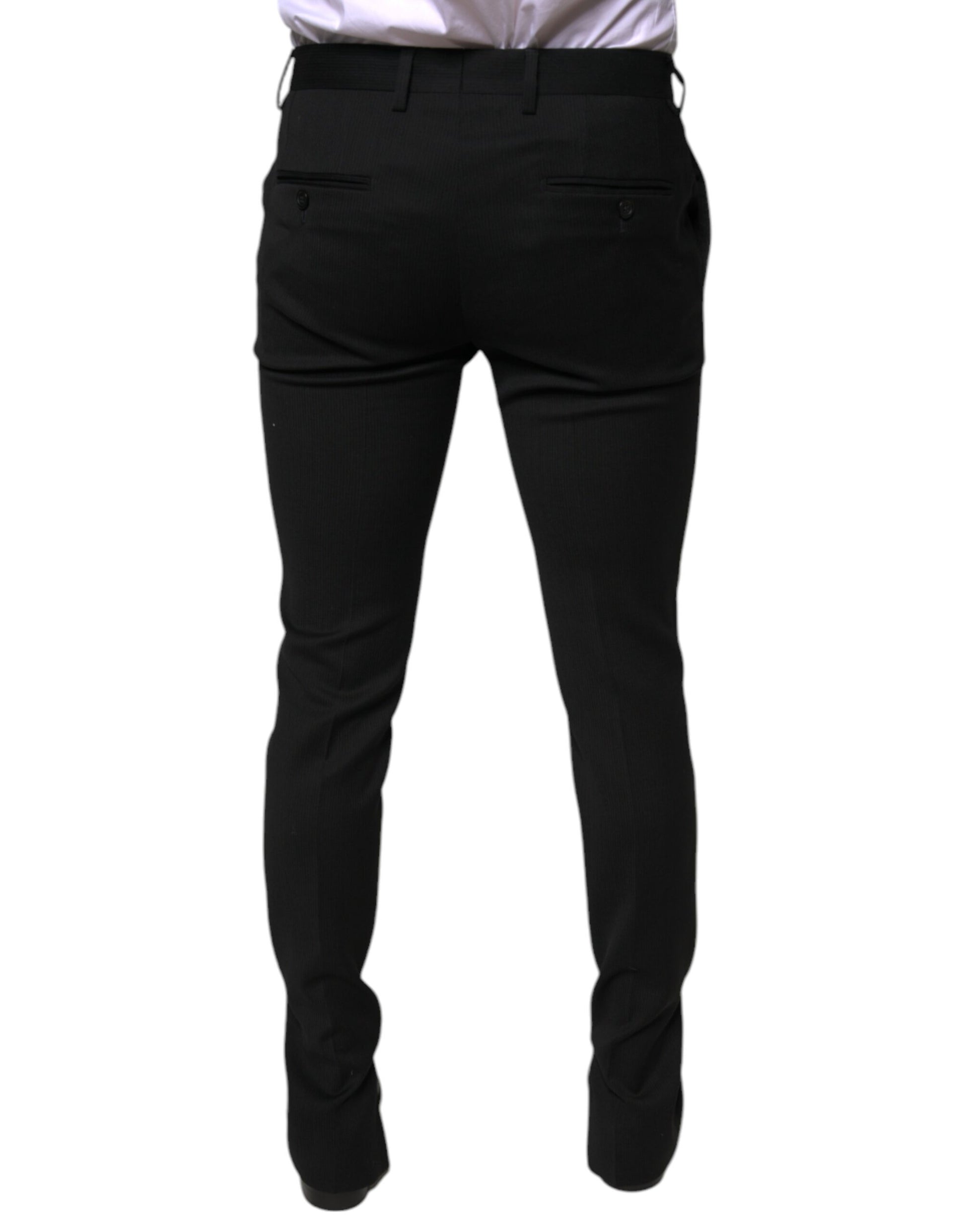 A pair of black wool skinny formal dress pants from Dolce & Gabbana