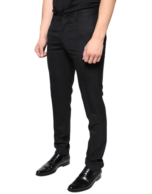 A pair of black wool skinny dress pants from the brand Dolce & Gabbana