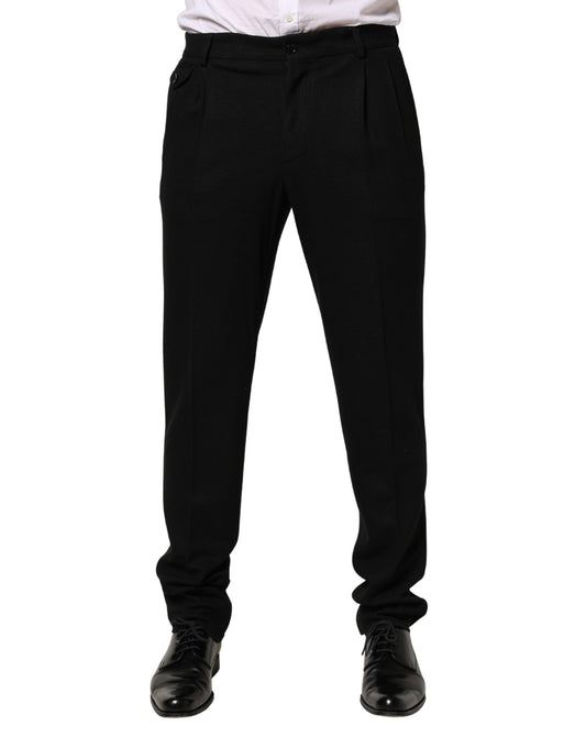 A pair of black wool skinny dress trousers from the brand Dolce & Gabbana
