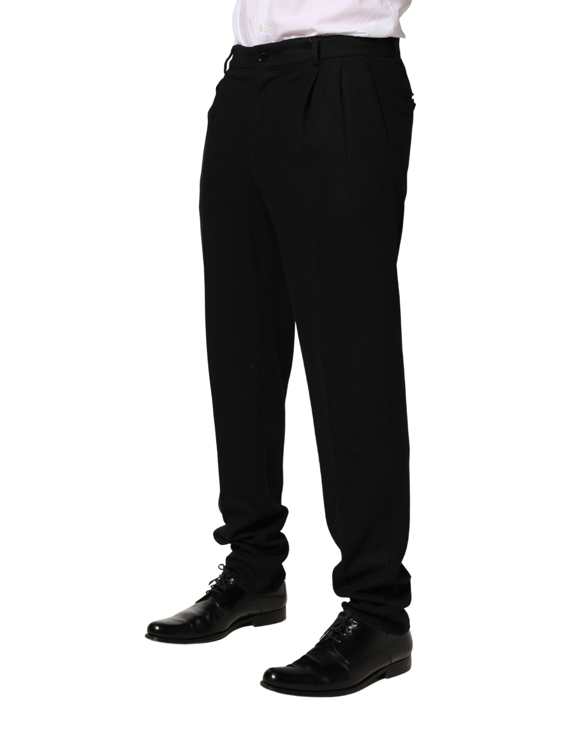 A pair of black wool skinny men's dress trousers