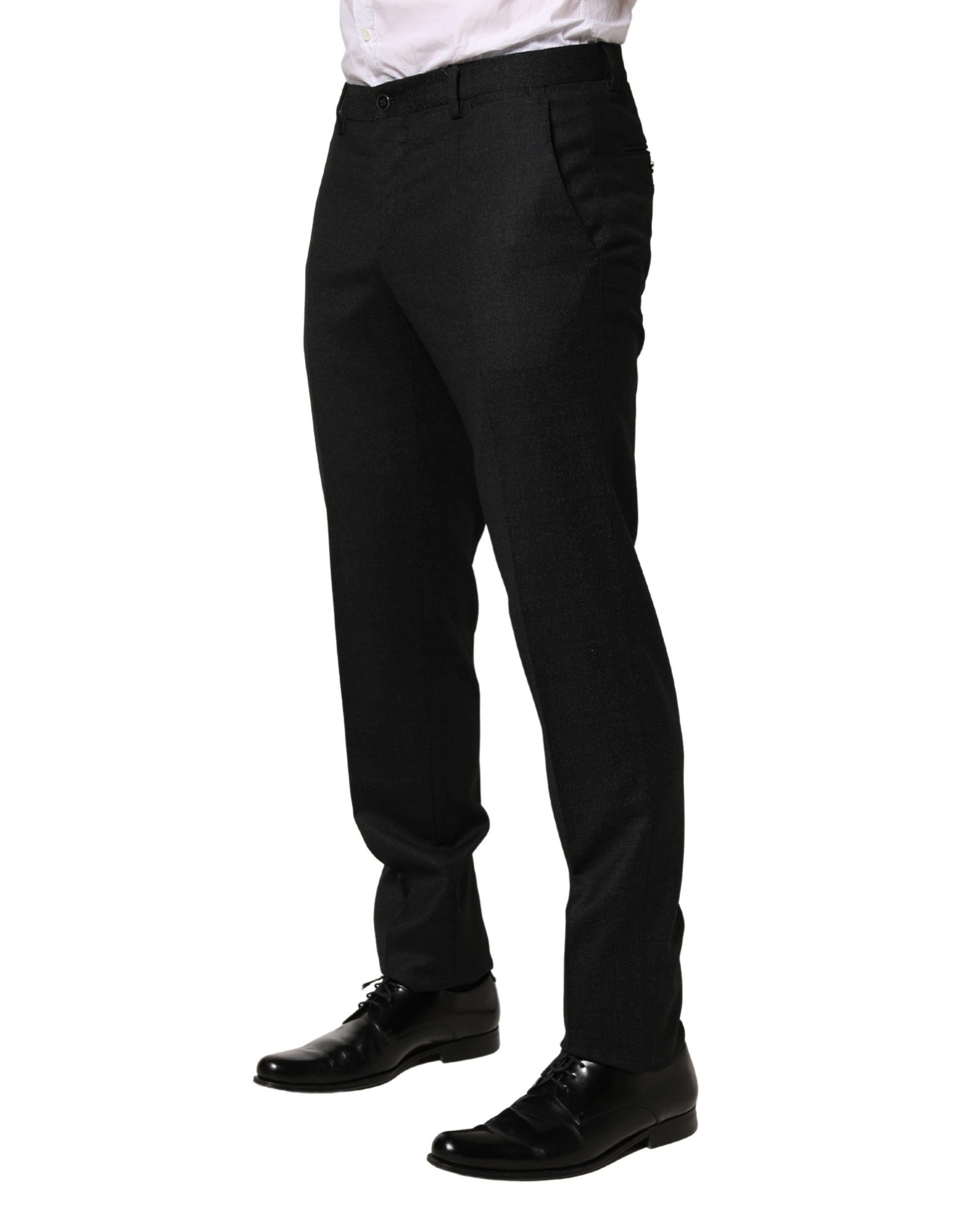 A pair of black wool skinny men's dress trousers by Dolce & Gabbana