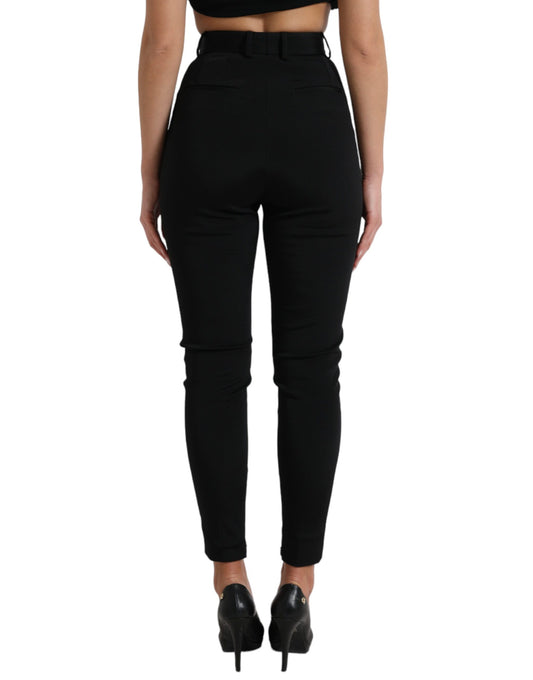 Black pants with high waist and zipper detail on back