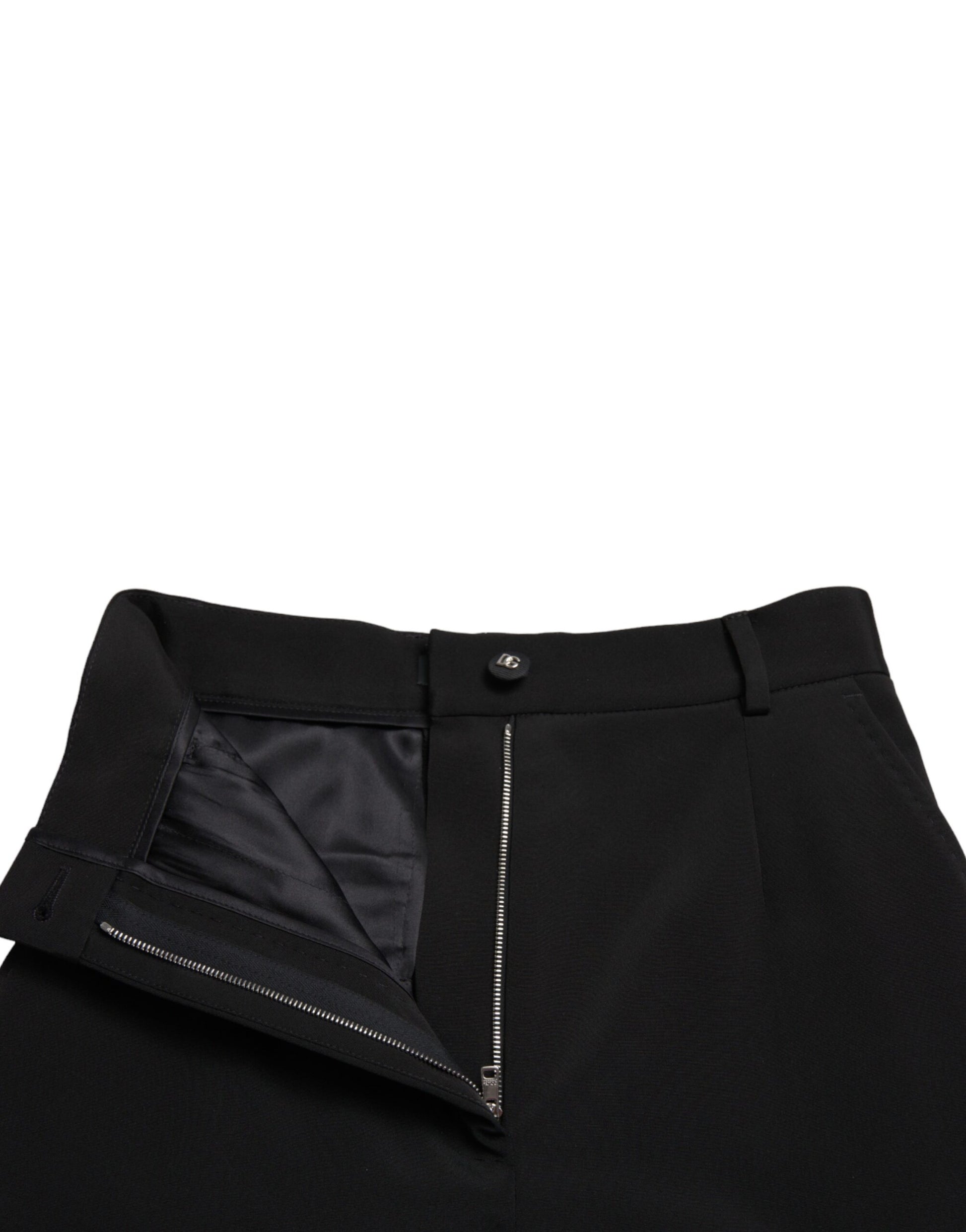 Black pencil skirt with zipper detail on front