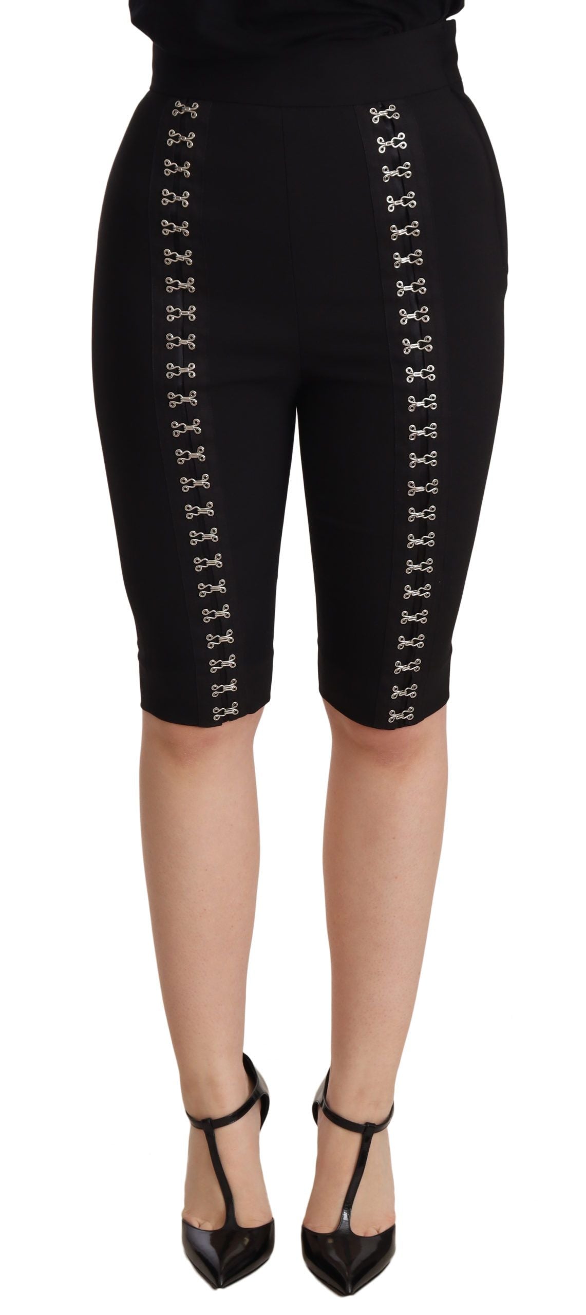 Black pants with zipper details on legs