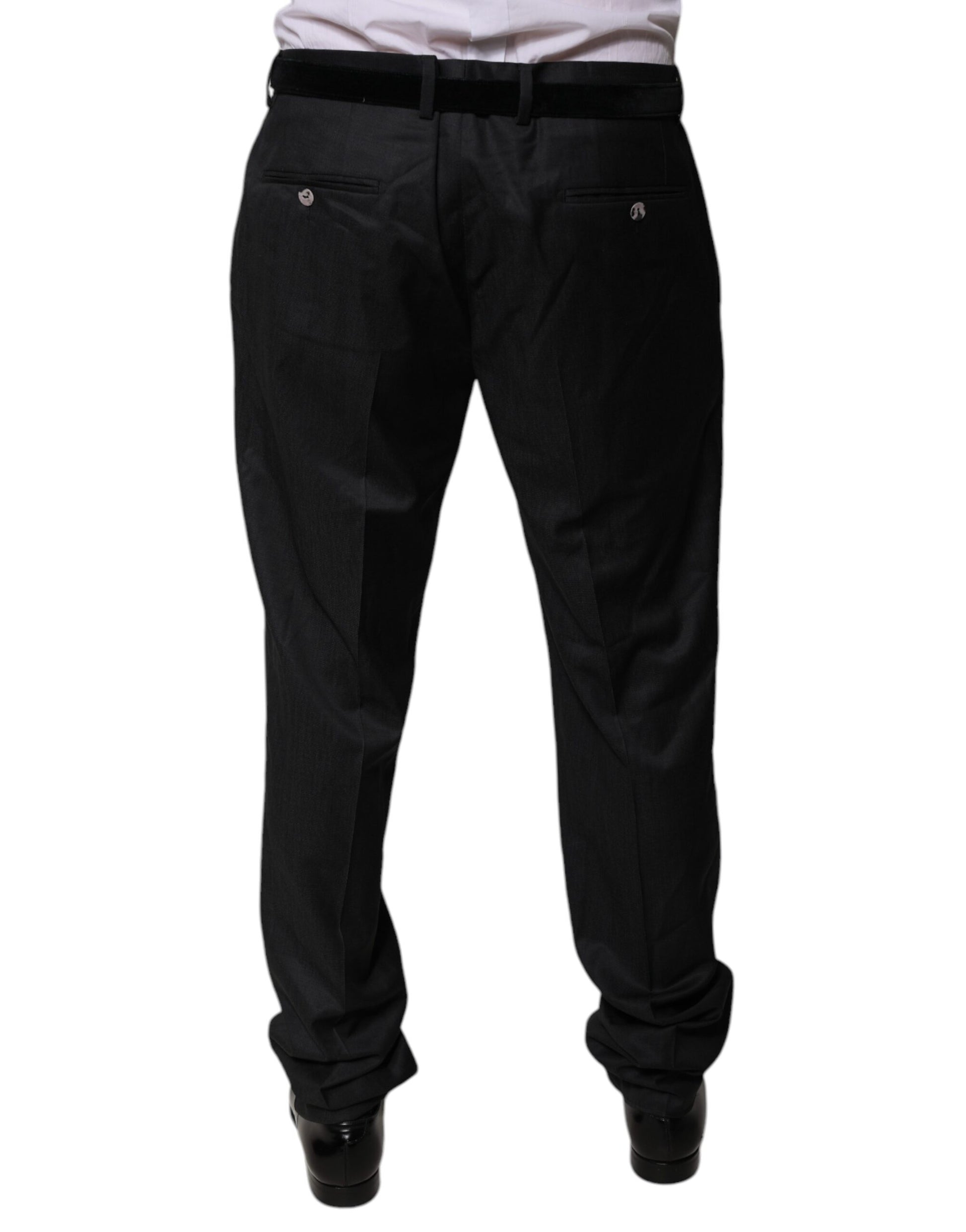 A pair of black wool tapered formal dress pants by Dolce & Gabbana