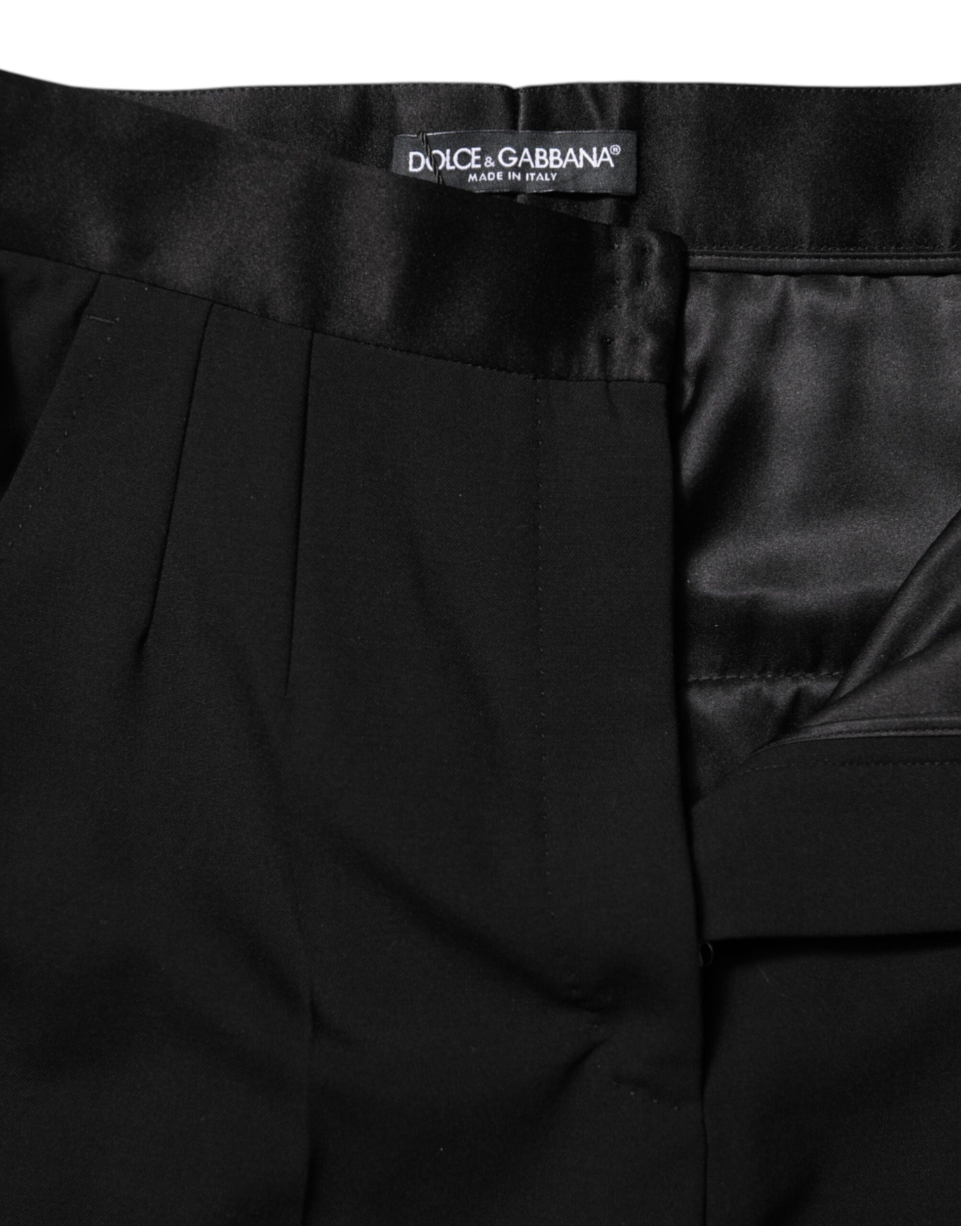 Black pants with a label on the waistband