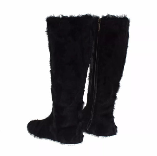 Pair of black furry boots