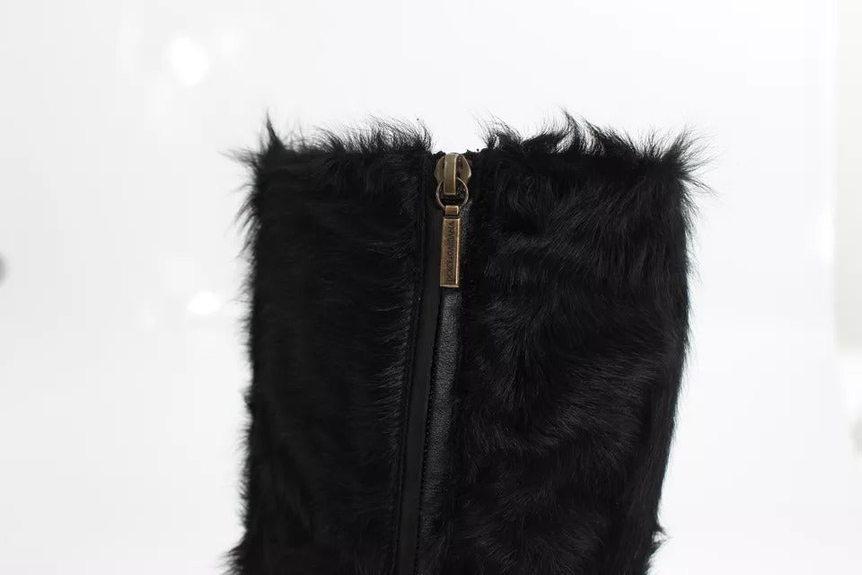 Furry black purse with zipper closure