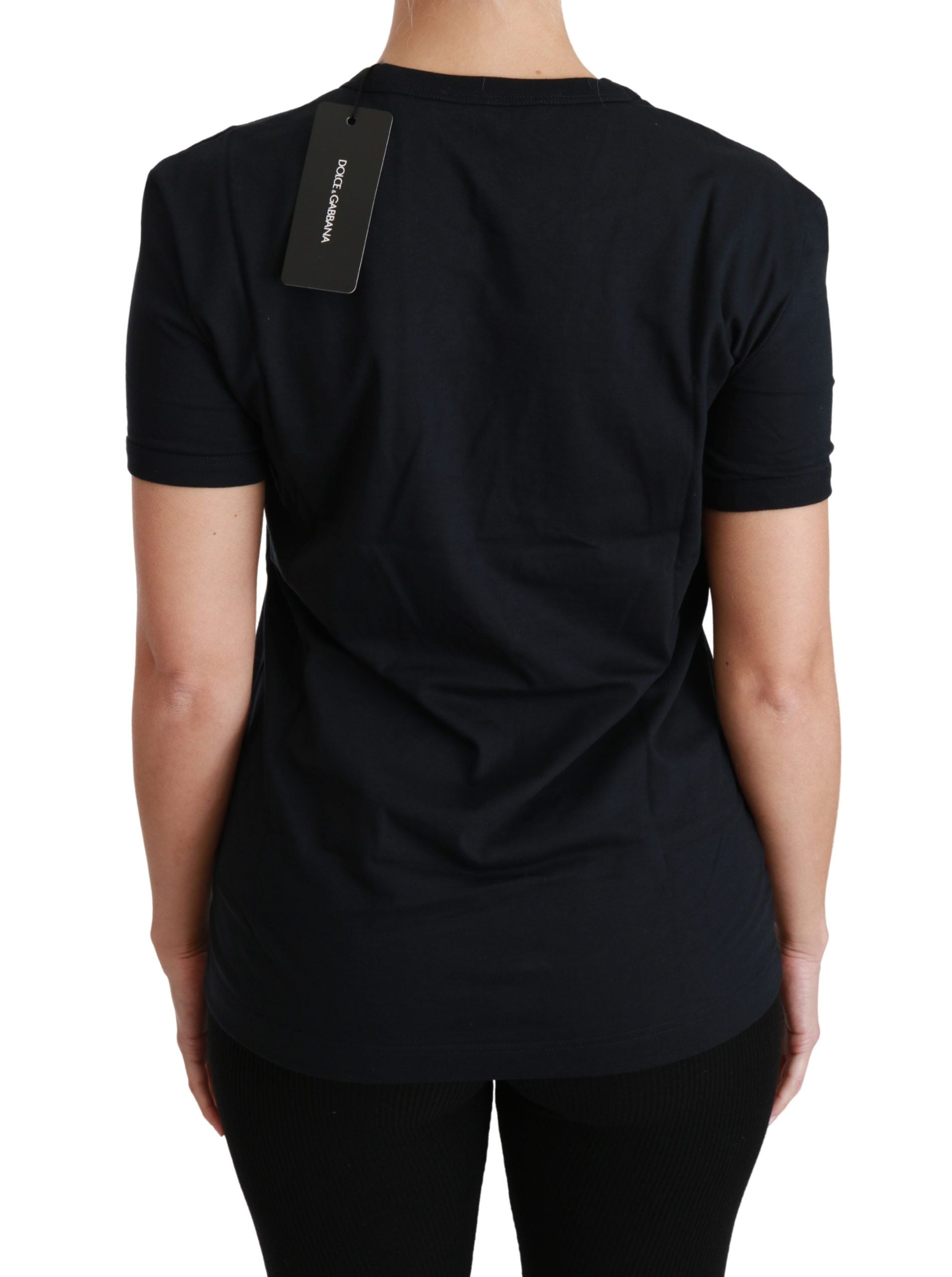 Black short sleeve shirt with tag on back