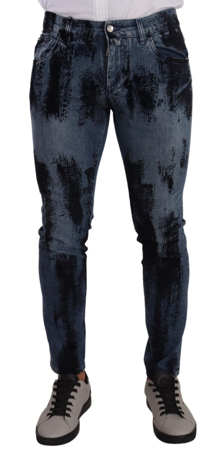 Pair of blue jeans with distressed design