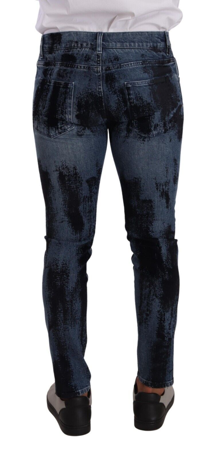 Pair of blue jeans with distressed design