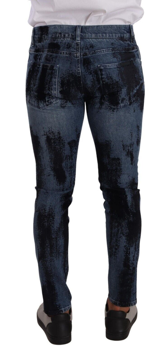 Pair of blue jeans with distressed design