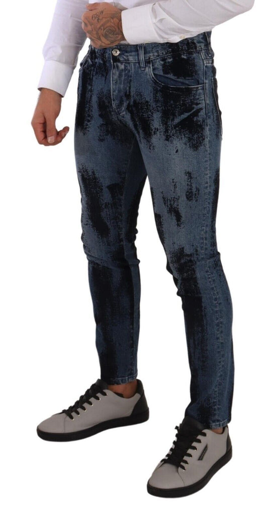 Man wearing denim jeans and sneakers