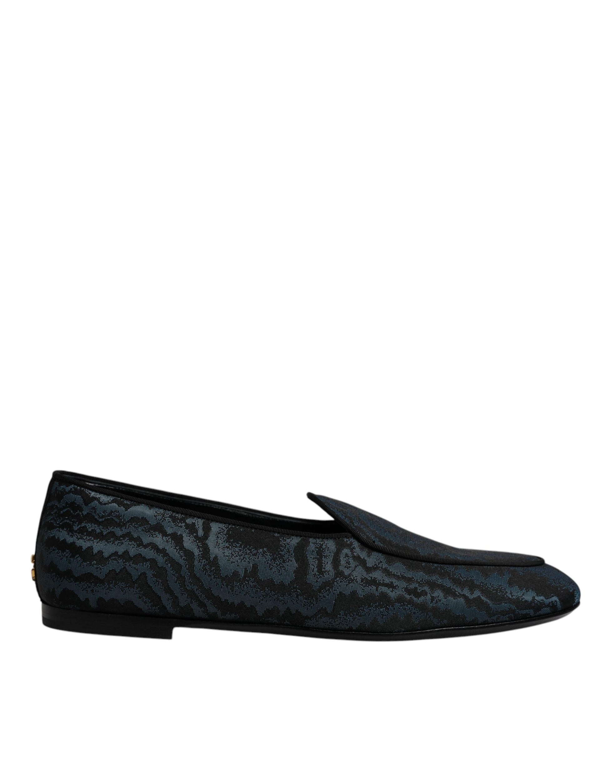 Pair of blue velvet shoes with embroidered design