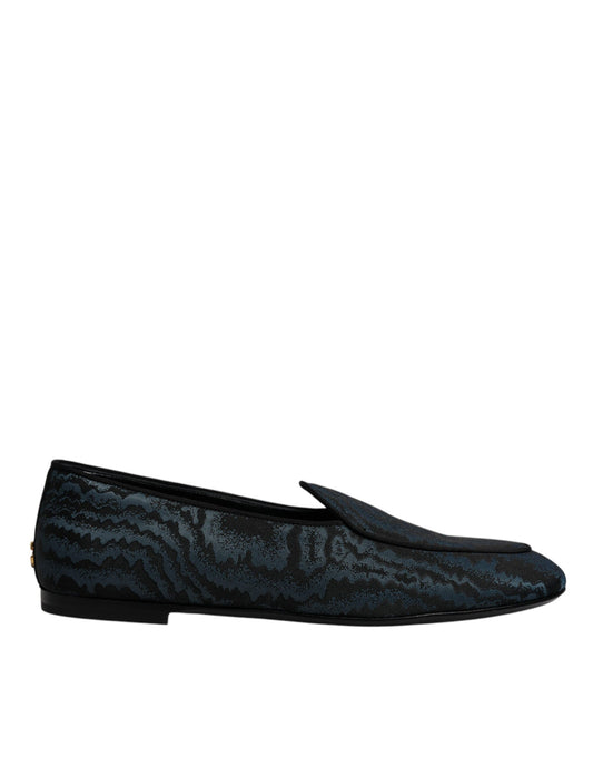 Pair of blue velvet shoes with embroidered design