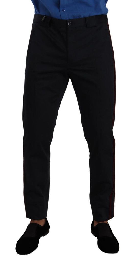 Pair of black dress pants with red stripe down side