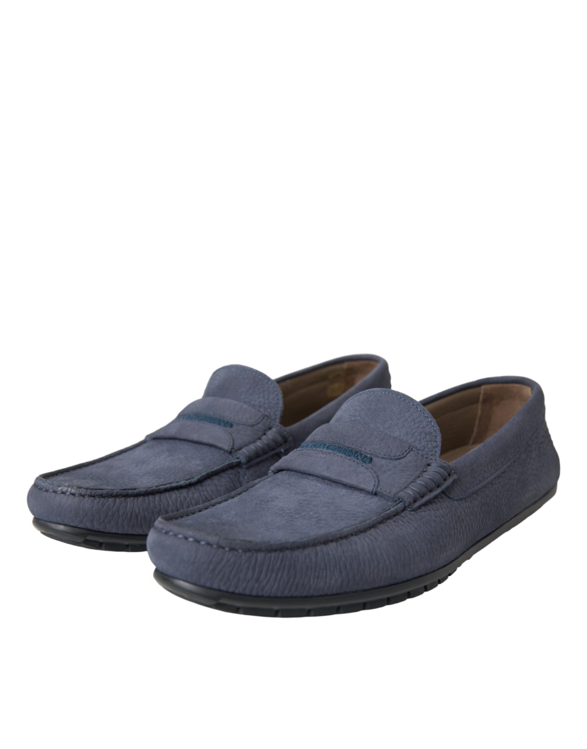 Pair of blue loafers with a bow on top