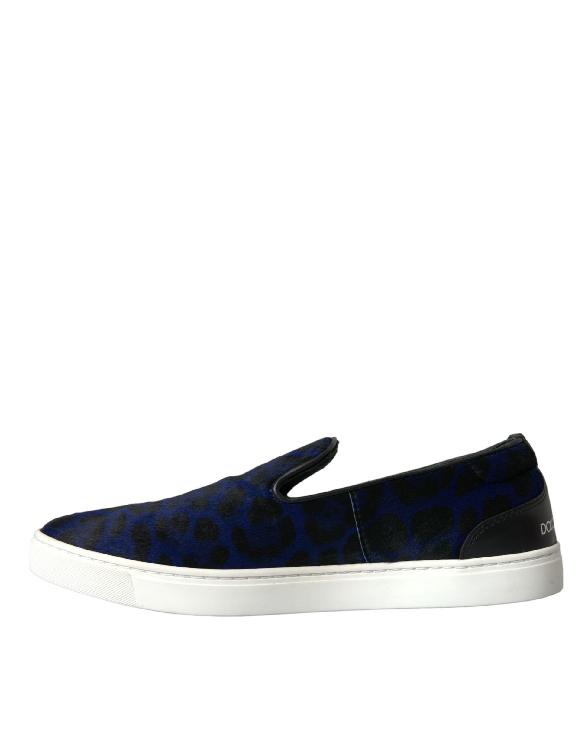 Blue and white sneaker with black laces