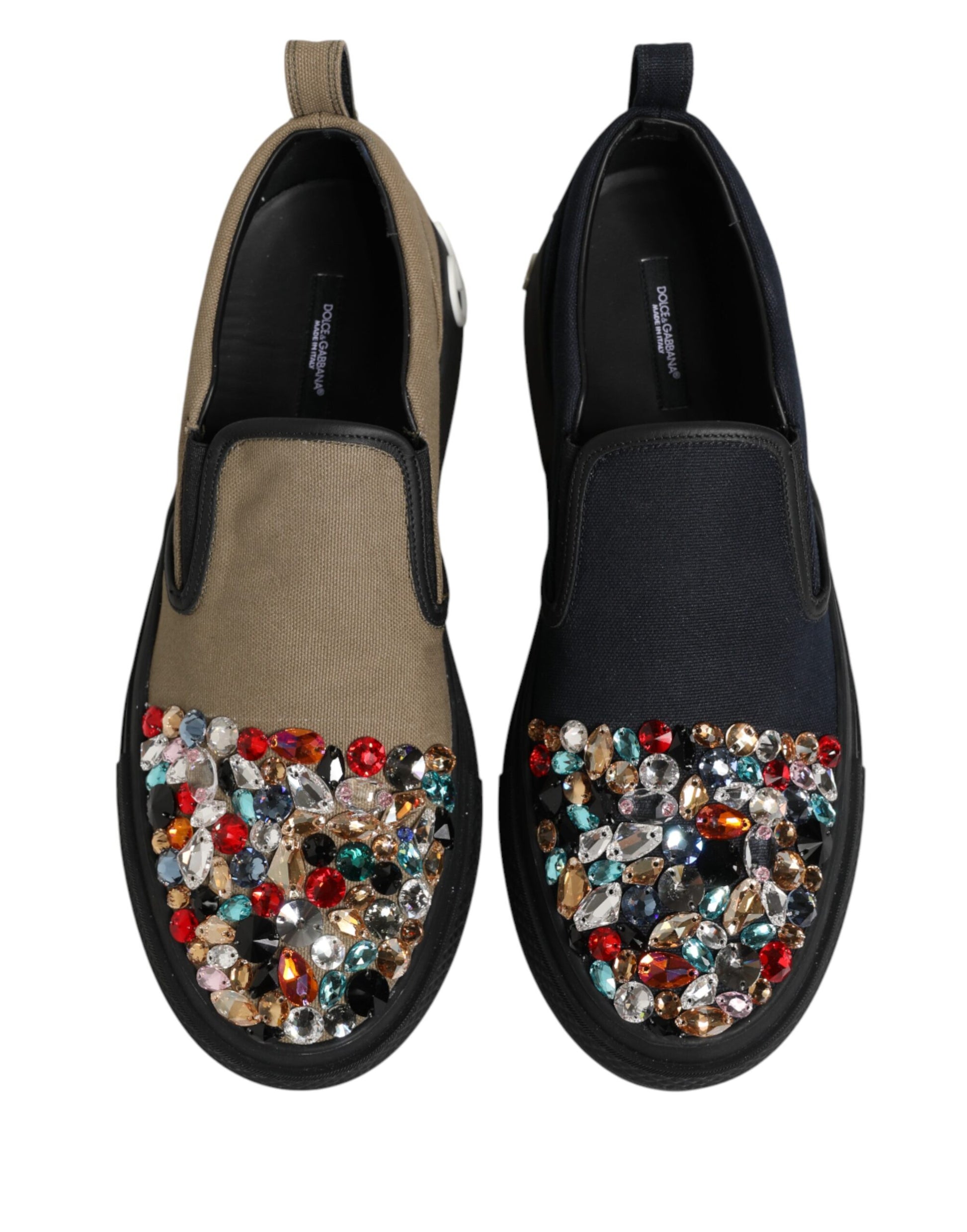 Pair of shoes with embellishments on top