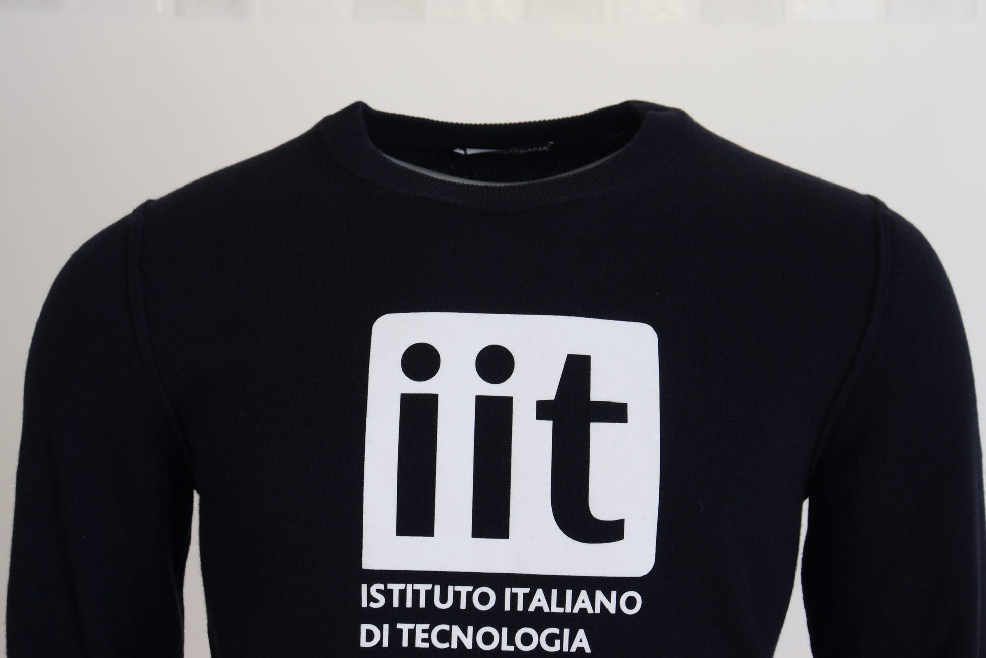 Black sweater with white lettering