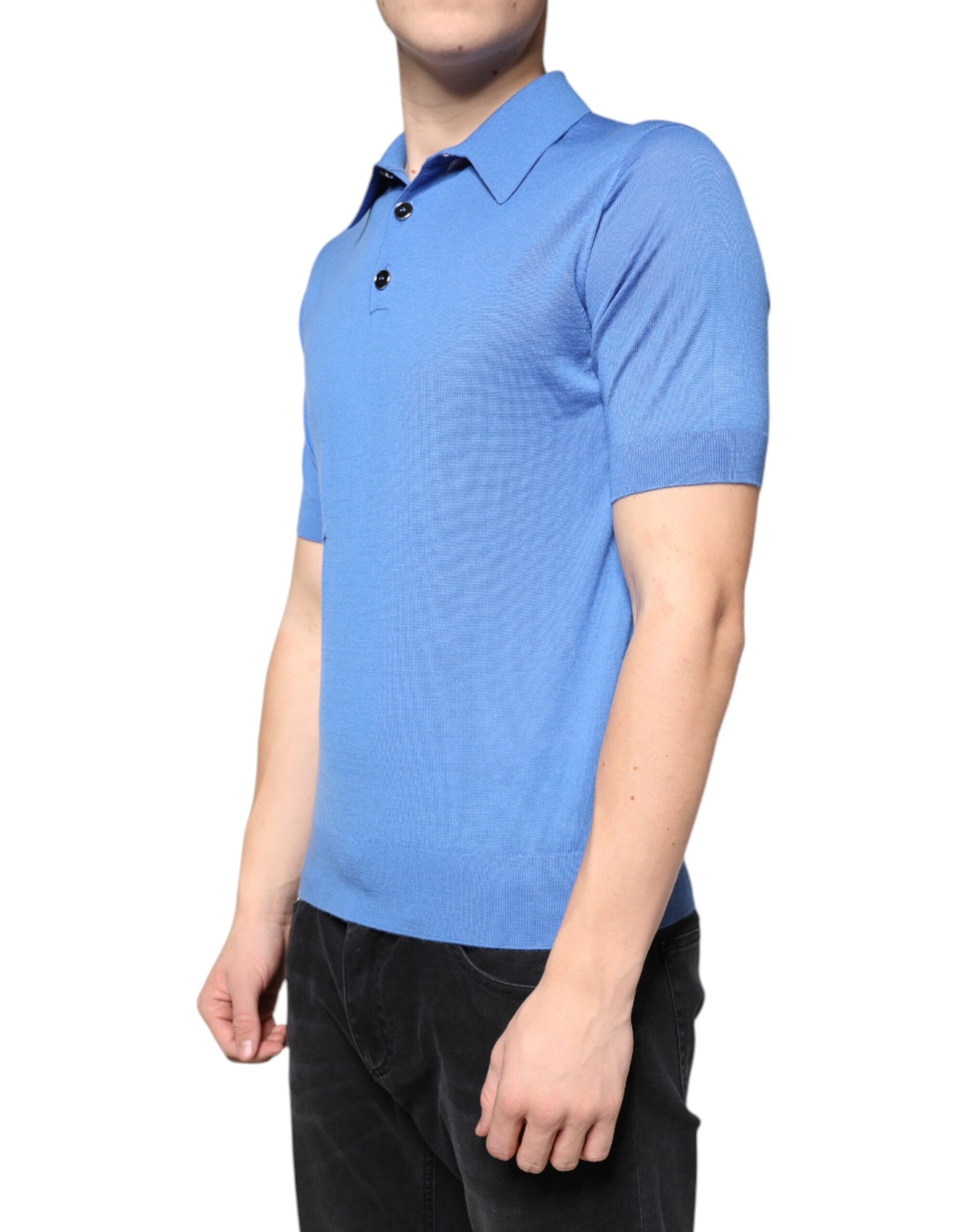 Blue polo shirt on mannequin