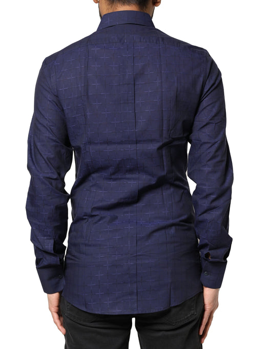 A blue check tartan dress shirt from Dolce & Gabbana