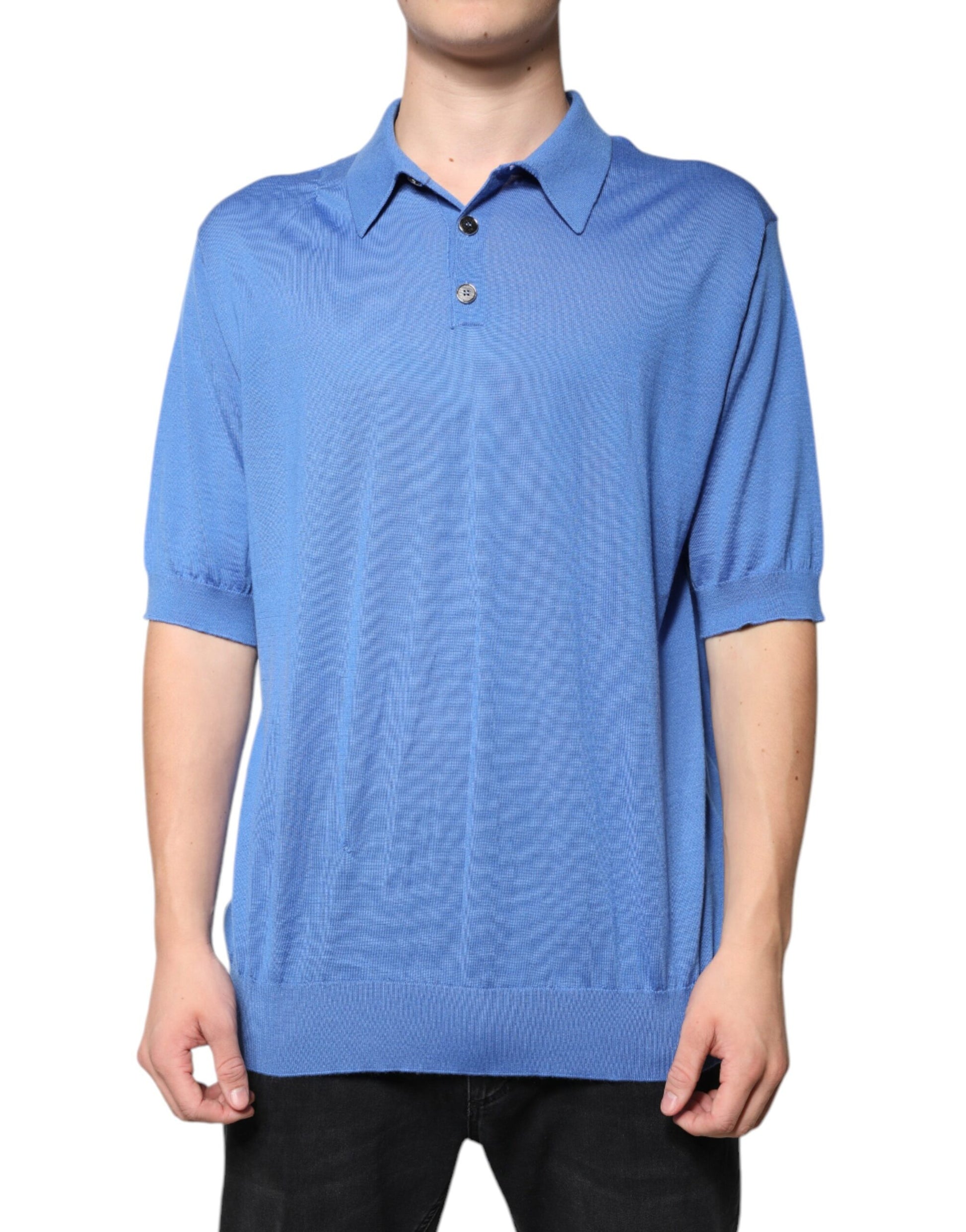 Blue polo shirt on mannequin
