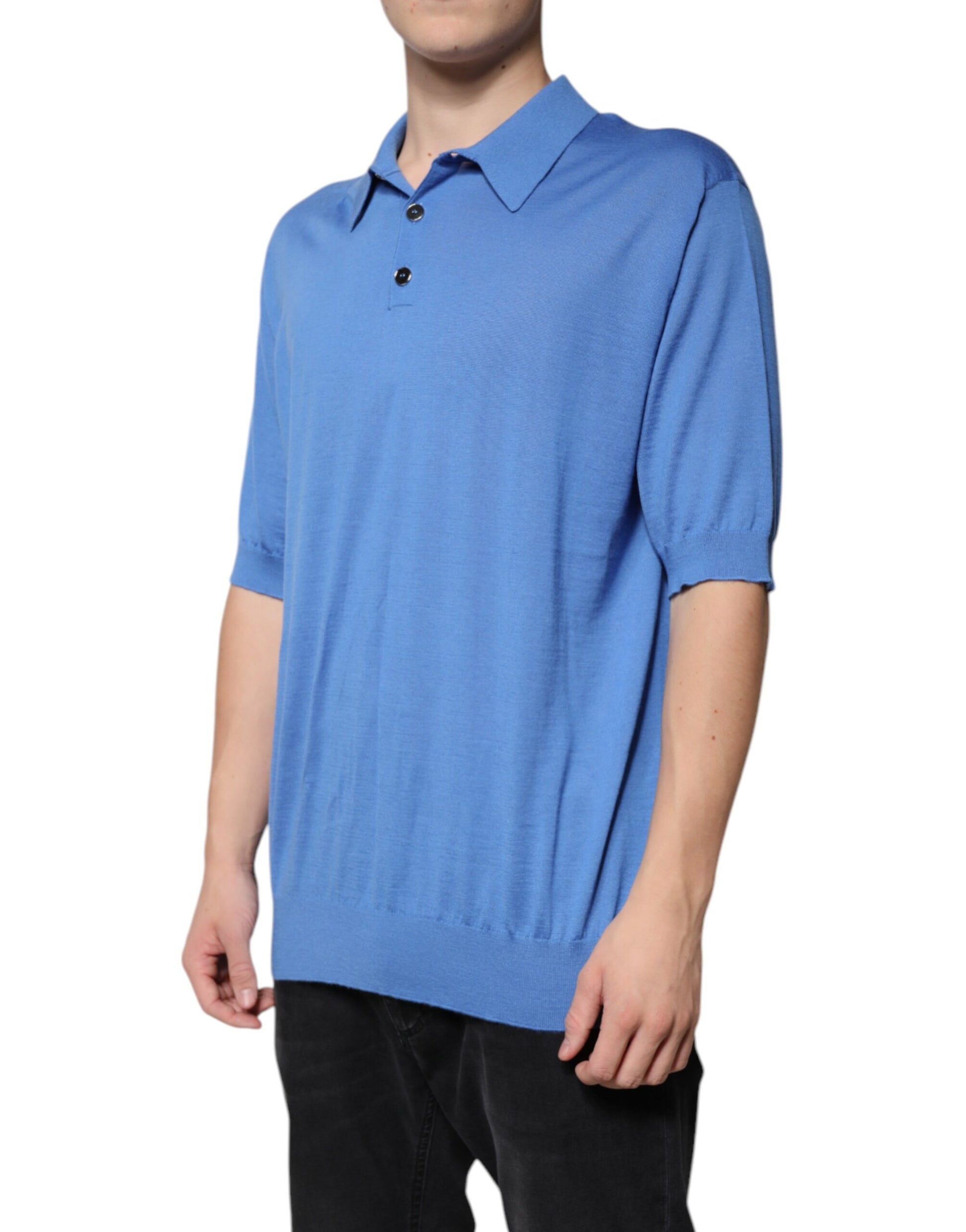 Blue polo shirt on mannequin