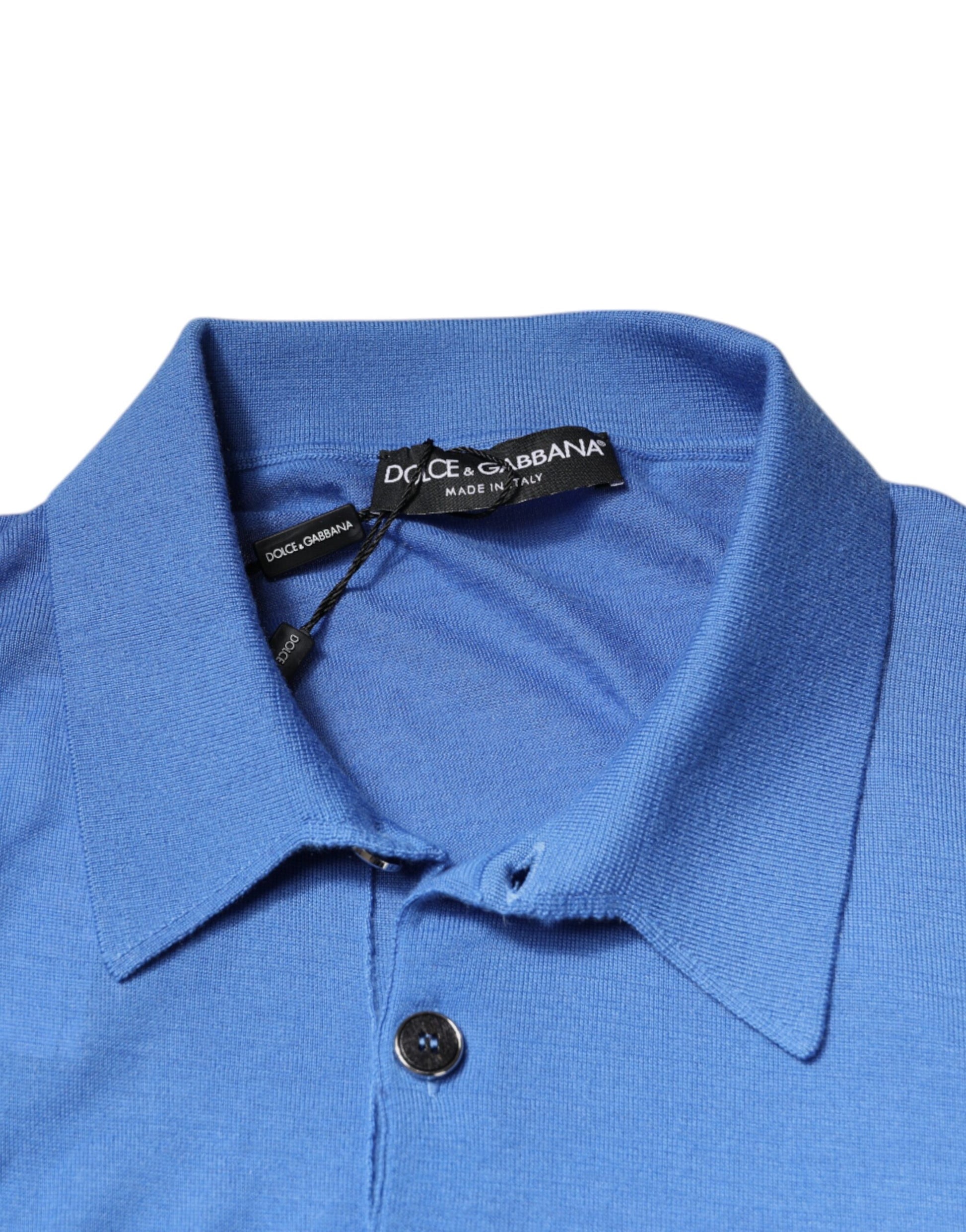 Blue polo shirt on hanger
