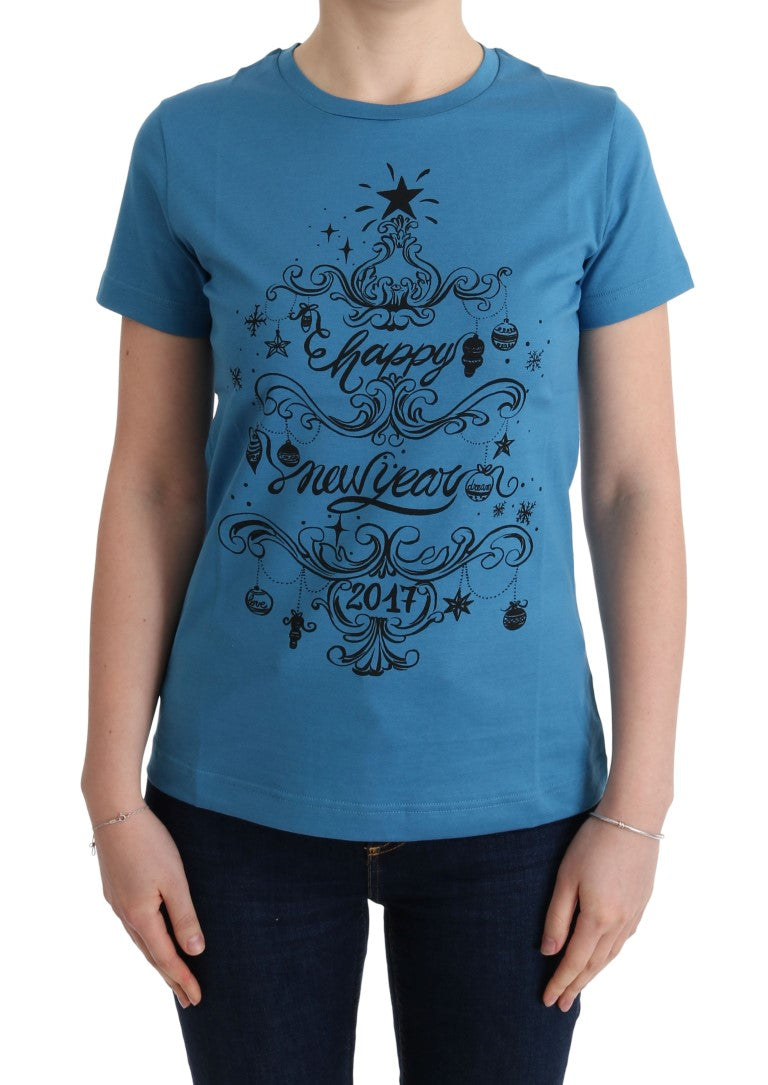 Blue t-shirt with Christmas greeting design