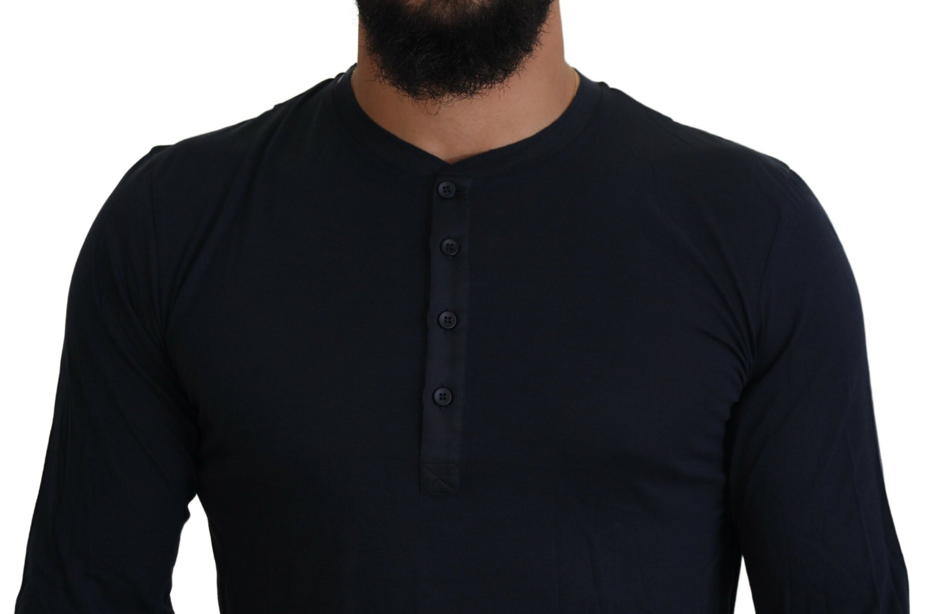 Long sleeve black shirt with buttoned collar