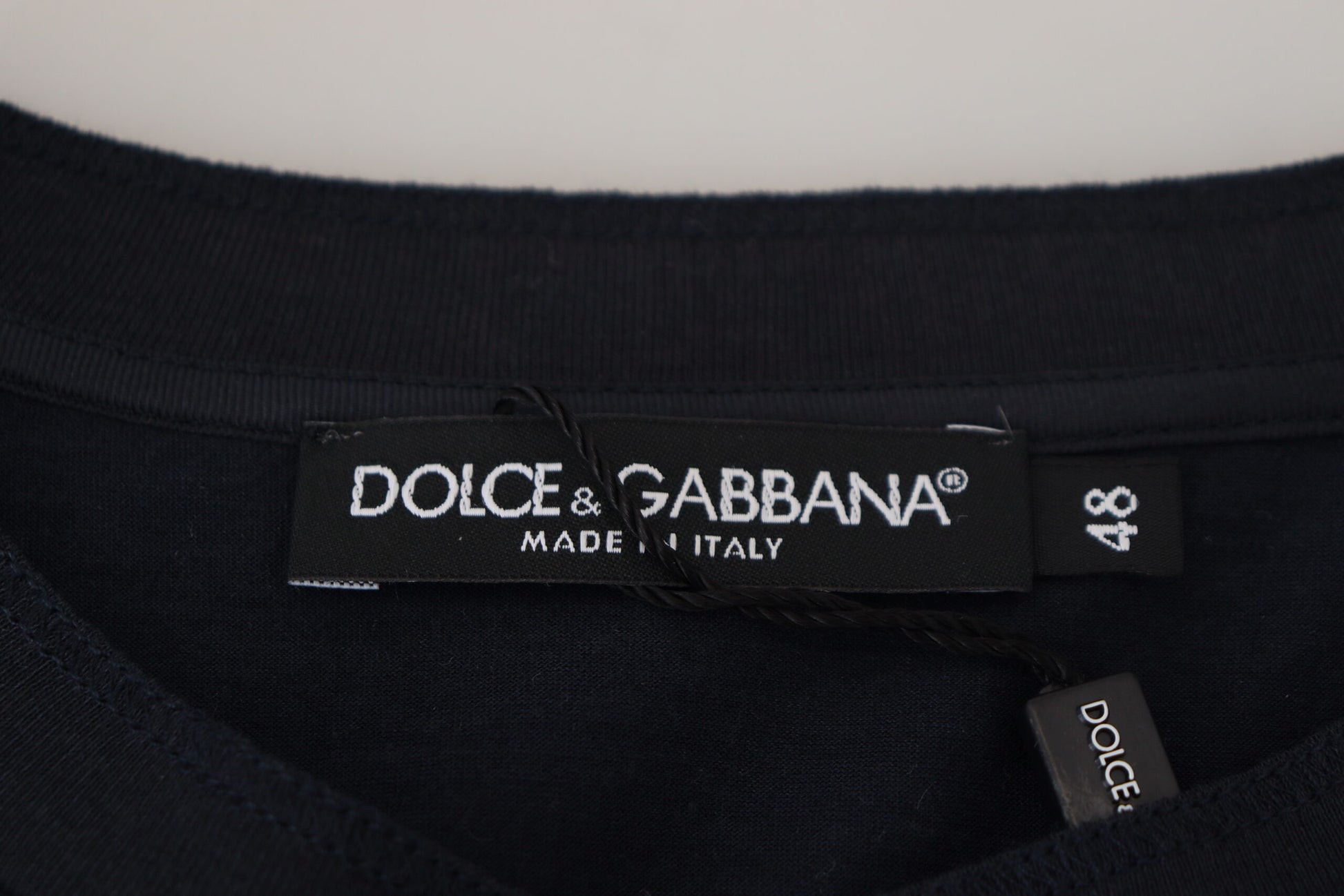 Black t-shirt with white label