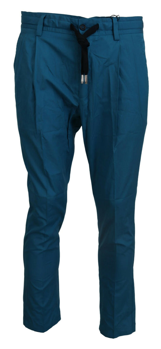 Pair of blue pants on a hanger