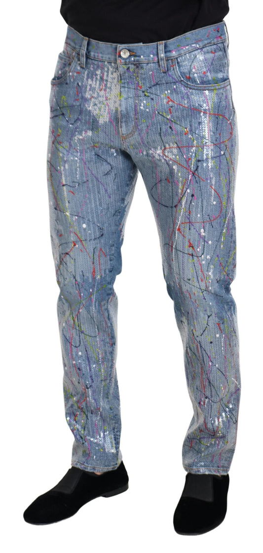 Pair of jeans with abstract design