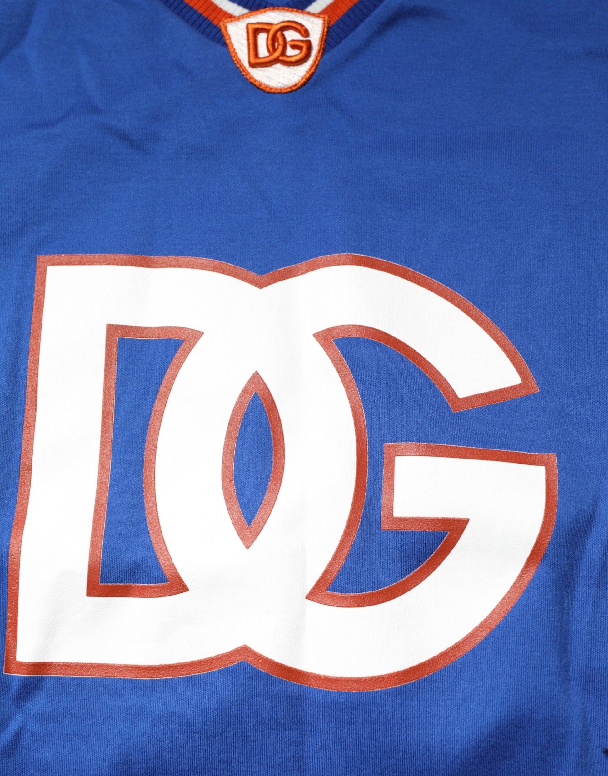 Blue jersey with white letters