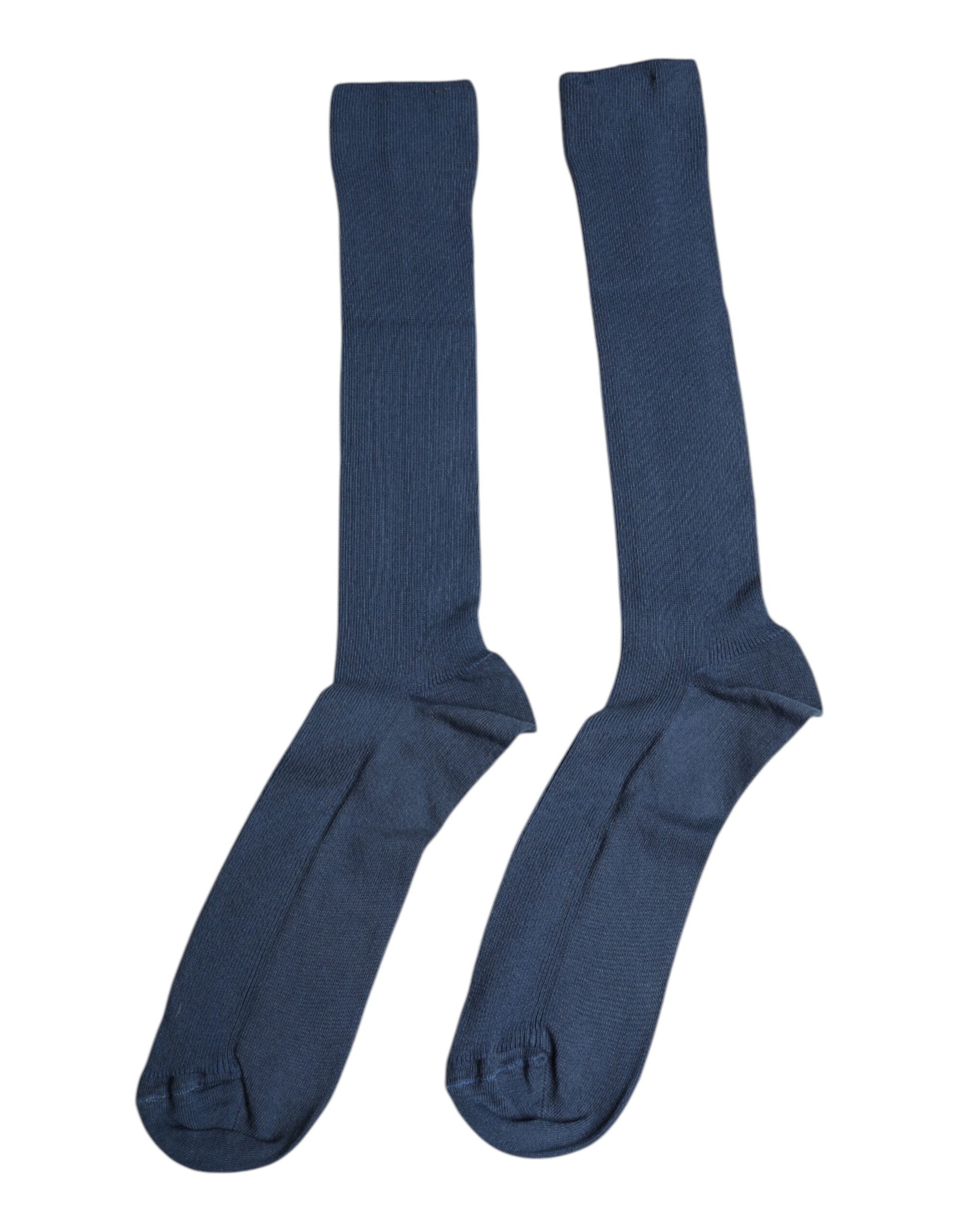 Two blue socks on white background