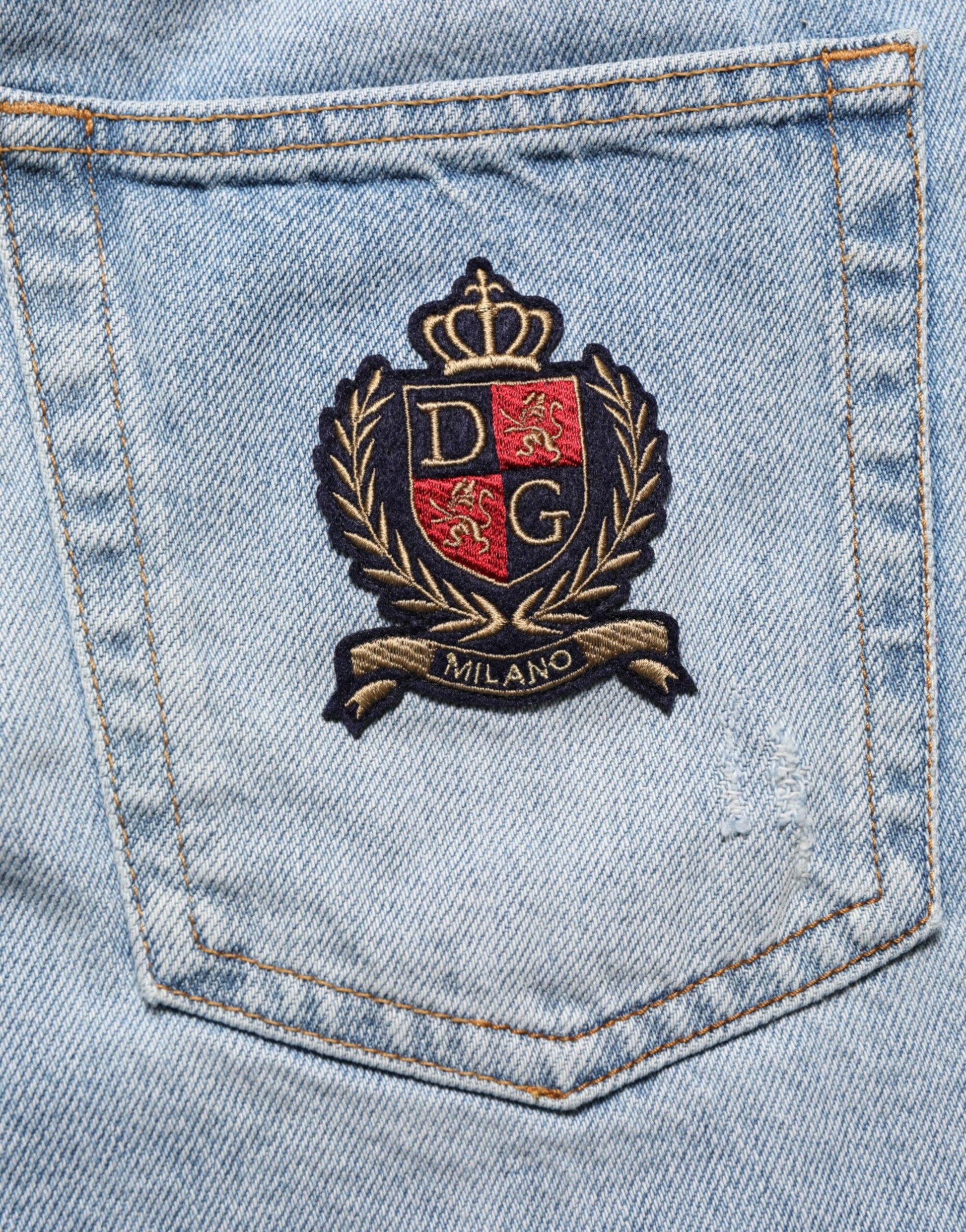 Denim jeans pocket with embroidered logo