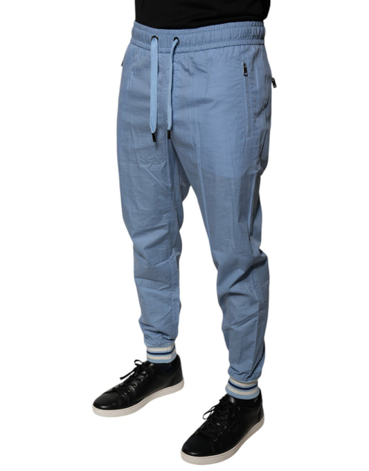 Pair of blue sweatpants with drawstring waistband