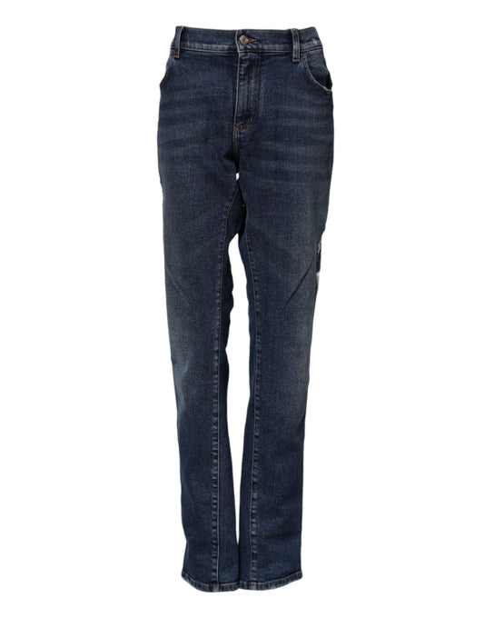 Pair of blue jeans on a hanger